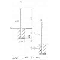 ピラー 固定式 フック無 車止めポール 直径60.5mm H850+埋込400 ステンレス製 メーカー直送の2枚目
