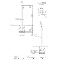 ピラー 固定式 片フック 車止めポール 直径76.3mm H850 ステンレス製 メーカー直送の2枚目