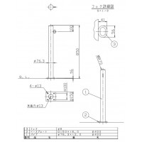 受注生産 ピラー ベース式 片フック 車止めポール 直径76.3mm H850 ステンレス製 メーカー直送の2枚目