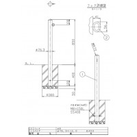 ピラー 固定式 片フック 車止めポール 直径76.3mm H850+埋込400 ステンレス製 メーカー直送の2枚目