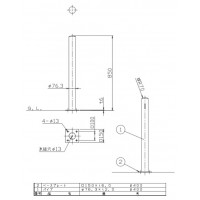 受注生産 ピラー ベース式 フック無 車止めポール 直径76.3mm H850 ステンレス製 メーカー直送の2枚目