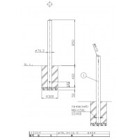 ピラー 固定式 フック無 車止めポール 直径76.3mm H850+埋込400 ステンレス製 メーカー直送の2枚目