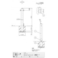 ピラー 差込式フタ付 両フック 車止めポール 直径101.6mm H850 ステンレス製 メーカー直送の2枚目