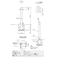 ピラー 差込式 両フック 車止めポール 直径101.6mm H850 ステンレス製 カギ付 南京錠25mm メーカー直送の2枚目