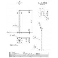 受注生産 ピラー ベース式 両フック 車止めポール 直径101.6mm H850 ステンレス製 メーカー直送の2枚目