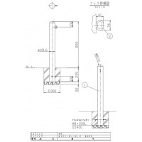 ピラー 固定式 片フック 車止めポール 直径101.6mm H850 ステンレス製 メーカー直送の2枚目