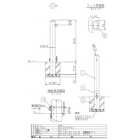 ピラー 差込式 片フック 車止めポール 直径101.6mm H850 ステンレス製 カギ付 南京錠25mm メーカー直送の2枚目