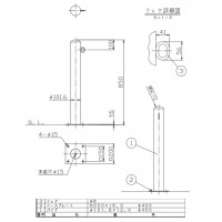 受注生産 ピラー ベース式 片フック 車止めポール 直径101.6mm H850 ステンレス製 メーカー直送の2枚目