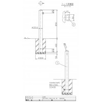 ピラー 固定式 片フック 車止めポール 直径101.6mm H850+埋込400 ステンレス製 メーカー直送の2枚目