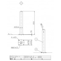 受注生産 ピラー ベース式 フック無 車止めポール 直径101.6mm H850 ステンレス製 メーカー直送の2枚目