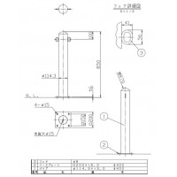 受注生産 ピラー ベース式 両フック 車止めポール 直径114.3mm H850 ステンレス製 メーカー直送の2枚目