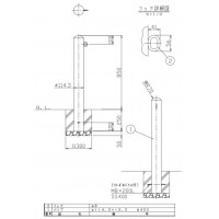 ピラー 固定式 片フック 車止めポール 直径114.3mm H850 ステンレス製 メーカー直送の2枚目