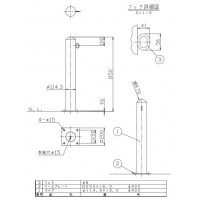 受注生産 ピラー ベース式 片フック 車止めポール 直径114.3mm H850 ステンレス製 メーカー直送の2枚目