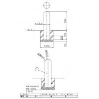 受注生産 ピラー 固定式 フック無 車止めポール 直径165.2mm H500 ステンレス製 メーカー直送の2枚目