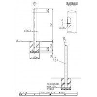 ピラー 固定式 エンド用(最終端部) 車止めポール 直径76.3mm H850 ステンレス製 メーカー直送の2枚目