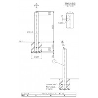 ピラー 固定式 エンド用(最終端部) 車止めポール 直径101.6mm H850 ステンレス製 メーカー直送の2枚目