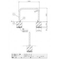 アーチ 差込式フタ付 車止めポール 直径60.5mm W1000×H650 ステンレス製 メーカー直送の2枚目