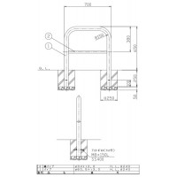 アーチ 固定式 車止めポール 直径60.5mm W700×H650 ステンレス製 メーカー直送の2枚目