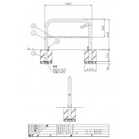 アーチ 差込式フタ付 車止めポール 直径60.5mm W1000×H650 ステンレス製 メーカー直送の2枚目