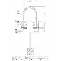 アーチ 差込式 車止めポール 直径60.5mm WP500×H650 ステンレス製
