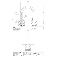 アーチ 差込式フタ付 車止めポール 直径101.6mm W720×H700 ステンレス製 メーカー直送の2枚目