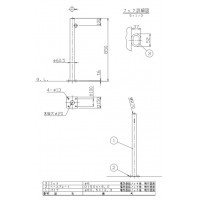 納期問合せ ピラー ベース式 片フック 車止めポール 直径60.5mm H850 白 スチール製 メーカー直送の2枚目