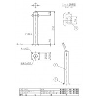 受注生産 ピラー ベース式 両フック 車止めポール 直径101.6mm H850 白 スチール製 メーカー直送の2枚目