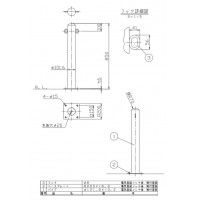 受注生産 ピラー ベース式 両フック 車止めポール 直径101.6mm H850 黄 スチール製 メーカー直送の2枚目