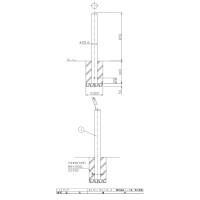 ピラー 固定式 フック無 車止めポール 直径101.6mm H850+埋込400 白 スチール製 メーカー直送の2枚目