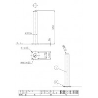 納期問合せ ピラー ベース式 フック無 車止めポール 直径101.6mm H850 黄 スチール製 メーカー直送の2枚目