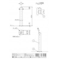 受注生産 ピラー ベース式 両フック 車止めポール 直径114.3mm H850 白 スチール製 メーカー直送の2枚目