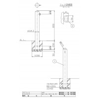 納期問合せ ピラー 固定式 片フック 車止めポール 直径114.3mm H850 白 スチール製 メーカー直送の2枚目