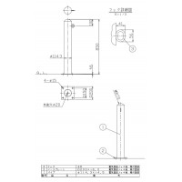 受注生産 ピラー ベース式 片フック 車止めポール 直径114.3mm H850 白 スチール製 メーカー直送の2枚目