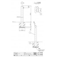 納期問合せ ピラー 差込式 片フック 車止めポール 直径114.3mm H850 黄 スチール製 メーカー直送の2枚目