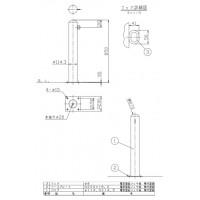 受注生産 ピラー ベース式 片フック 車止めポール 直径114.3mm H850 黄 スチール製 メーカー直送の2枚目