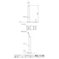 受注生産 ピラー ベース式 フック無 車止めポール 直径114.3mm H850 白 スチール製 メーカー直送の2枚目