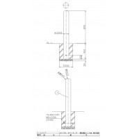 ピラー 固定式 フック無 車止めポール 直径139.8mm H850+埋込400 黄