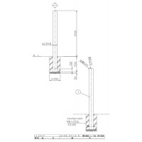 ロングピラー 固定式 フック無 車止めポール 直径139.8mm H1500 黄 スチール製 メーカー直送の2枚目