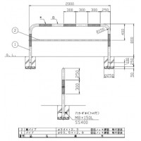アーチ 固定式 車止めポール 直径60.5mm W2000×H800 赤白 スチール製 メーカー直送の2枚目