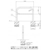 アーチ 固定式 車止めポール 直径76.3mm W1000×H800 白 スチール製 メーカー直送の2枚目