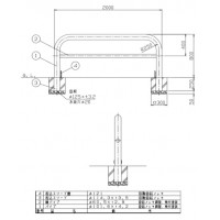 受注生産 アーチ 差込式フタ付 車止めポール 直径101.6mm W2000×H800 白 スチール製 メーカー直送の2枚目