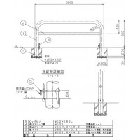 受注生産 アーチ 差込式カギ付 車止めポール 直径101.6mm W2000×H800 黄 スチール製 メーカー直送の2枚目