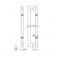 T形丸棒取手 660mm クローム 1組価格 ※メーカー取寄品の2枚目