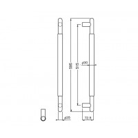 T形丸棒取手 600mm クローム/ウッド 1組価格 ※メーカー取寄品の2枚目