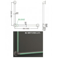 どこでも手すりL形 蓄光 600×600 アイボリ 1本価格 ※メーカー取寄品の2枚目