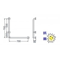 L形丸棒ニギリバー 左 700×700 アイボリ 1組価格 ※メーカー取寄品の2枚目