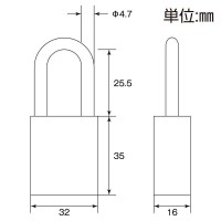 南京錠(キーロック) キーロック-D 65×32×16mm OSHA対応 取寄品の2枚目