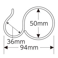 パイプ用フック 金具35 48.6mmΦ用 内径：50mmΦ 10個組 鉄（三価ユニクロ） 取寄品の2枚目