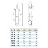 Aブロック 1車 車径50mm 車幅14mm 固定式 ベケ付けの2枚目