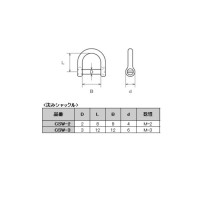 ステンレス マイクロワイドシャッックル 沈みシャックル 2x8x8mm 1個 取寄品の2枚目